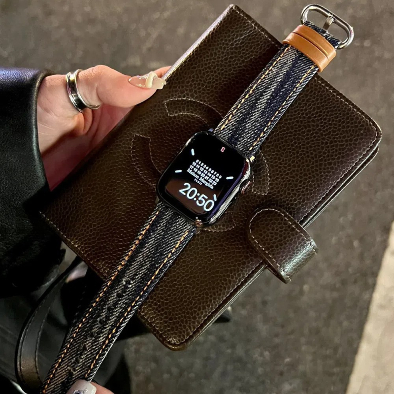 Apple Watch siksna – izmazgāta neraksturīga vintage džinsa audums, kanvas materiali, 20 mm platums, sprādze ar pinu