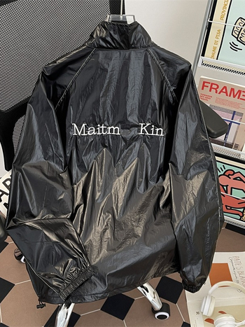 Ελαφρύ τζάκετ προστασίας από τον ήλιο, σε χαλαρή γραμμή, εκτύπωση αστικού τοπίου, φερμουάρ, λεπτό ύφασμα, SPF 50