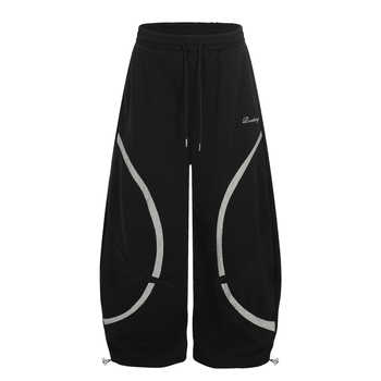 Pantaloni casual unisex cu căptușeală fleece, 60% bumbac, talie medie, închidere cu șnur, iarnă 2025