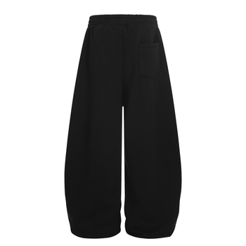 Pantaloni casual unisex cu căptușeală fleece, 60% bumbac, talie medie, închidere cu șnur, iarnă 2025