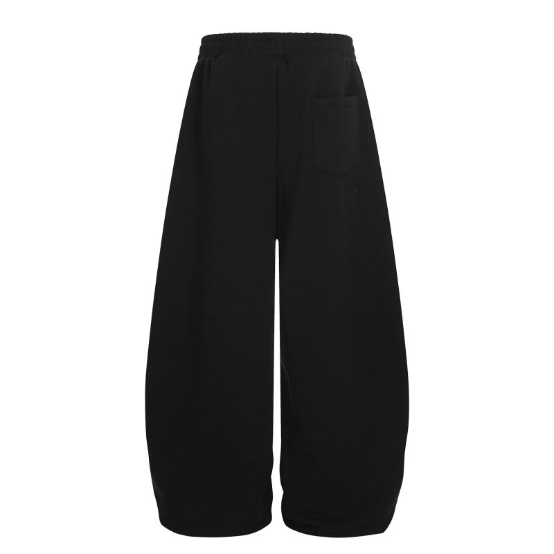 Pantaloni casual unisex cu căptușeală fleece, 60% bumbac, talie medie, închidere cu șnur, iarnă 2025