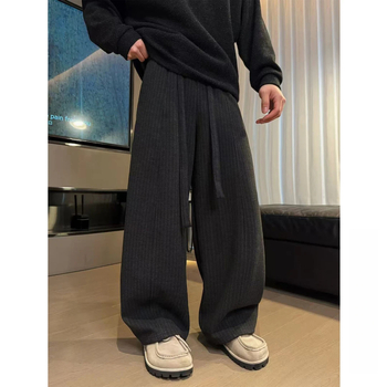 Zimske casual hlače sa šnúrkom i prugama, fleeceom podstavljene, unisex, široke nogavice