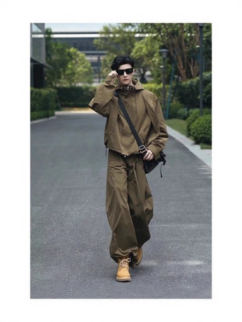 Δύο τεμάχια σετ εξωτερικού εργασιακού ρουχισμού: ζακέτα και παντελόνια, μακριά μανίκια, μακριά παντελόνια, λανσάρισμα 2025 χειμώνας, μίγμα χημικών ινών, πολυεστέρας