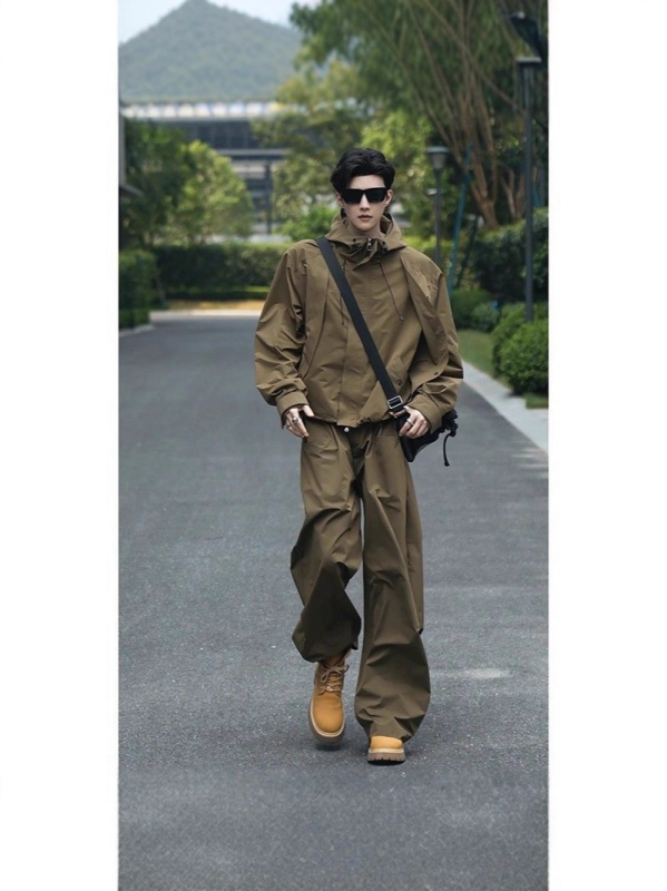 Δύο τεμάχια σετ εξωτερικού εργασιακού ρουχισμού: ζακέτα και παντελόνια, μακριά μανίκια, μακριά παντελόνια, λανσάρισμα 2025 χειμώνας, μίγμα χημικών ινών, πολυεστέρας