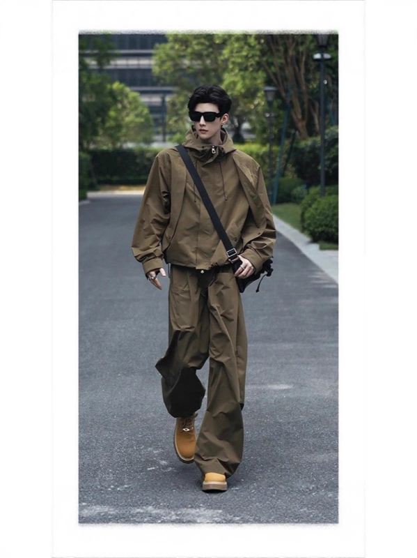 Δύο τεμάχια σετ εξωτερικού εργασιακού ρουχισμού: ζακέτα και παντελόνια, μακριά μανίκια, μακριά παντελόνια, λανσάρισμα 2025 χειμώνας, μίγμα χημικών ινών, πολυεστέρας