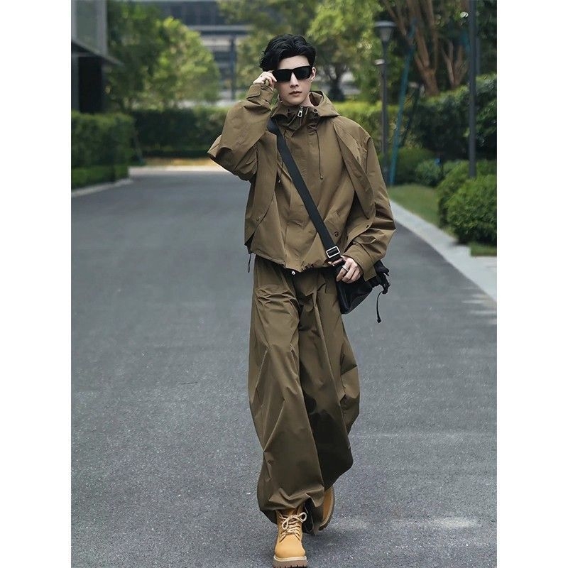 Δύο τεμάχια σετ εξωτερικού εργασιακού ρουχισμού: ζακέτα και παντελόνια, μακριά μανίκια, μακριά παντελόνια, λανσάρισμα 2025 χειμώνας, μίγμα χημικών ινών, πολυεστέρας