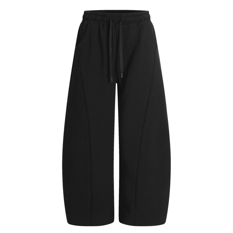 Muške casual hlače, opuštenog kroja, široke nogavice, pojas sa vezicom, zatvarač, debeli materijal, jesen, ulični stil