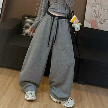 Дамски свободни панталони от синтетична кожа — естествена талия, дълги до пода, асиметричен градски стил