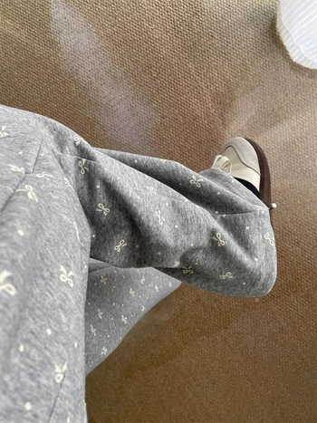 Дамски ежедневни широки панталони с бродиран принт точки и панделка, полиестер, ниска талия, микроеластични