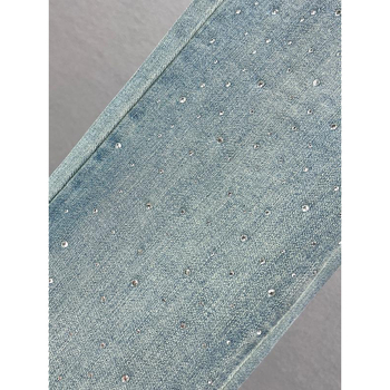 Γυναικείοι τζίν με υψηλή μέση, ύφασμα ντένιμ/βαμβάκι 95%+, φαρδιά γραμμή, αστικός στυλ (καλοκαίρι 2024)