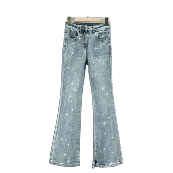 Γυναικείοι τζίν με υψηλή μέση, ύφασμα ντένιμ/βαμβάκι 95%+, φαρδιά γραμμή, αστικός στυλ (καλοκαίρι 2024)