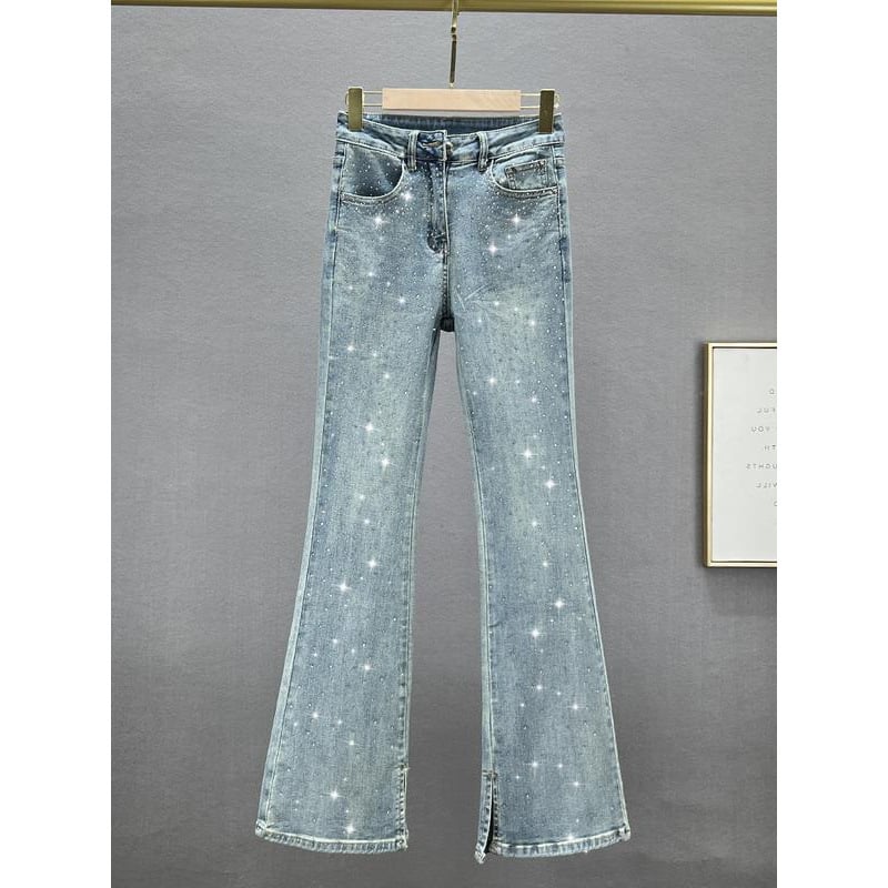 Γυναικείοι τζίν με υψηλή μέση, ύφασμα ντένιμ/βαμβάκι 95%+, φαρδιά γραμμή, αστικός στυλ (καλοκαίρι 2024)