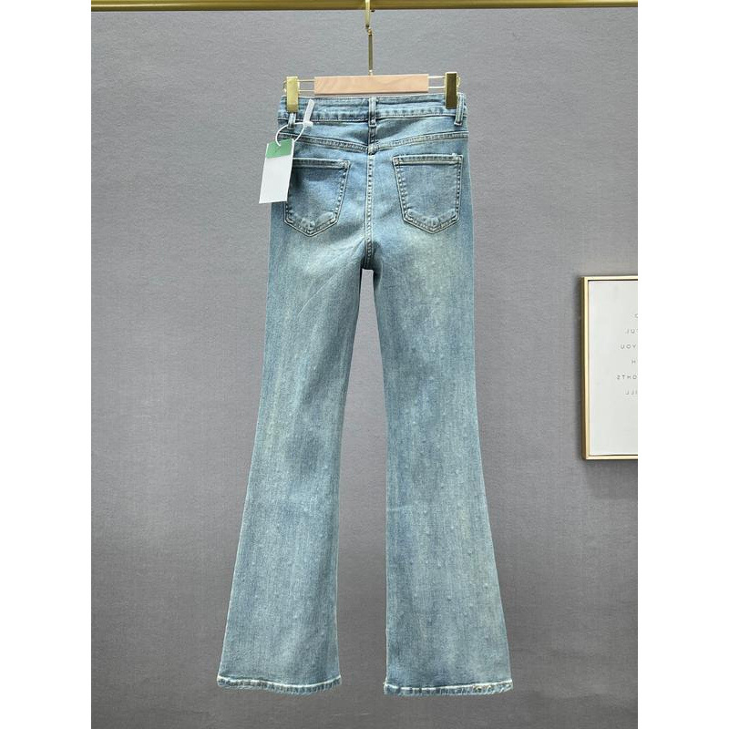 Γυναικείοι τζίν με υψηλή μέση, ύφασμα ντένιμ/βαμβάκι 95%+, φαρδιά γραμμή, αστικός στυλ (καλοκαίρι 2024)