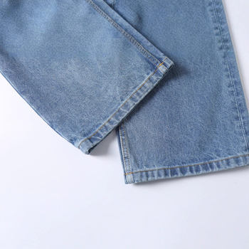 Blugi femei - Spălați, uzură, talie medie-joasă, croială dreaptă, denim din bumbac 95%+