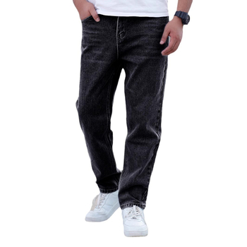 Pánske džínsy rovného strihu, stredná výška pásu, bavlnený denim, kamenné pranie, voľnočasové nosenie pre všetky ročné obdobia.