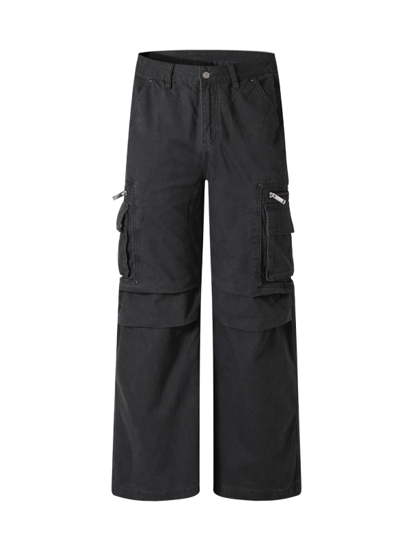 Американски стил работни панталони, висока талия, памук-полиестер смес, тип скимитар, дълги до пода, стрийт хипстър