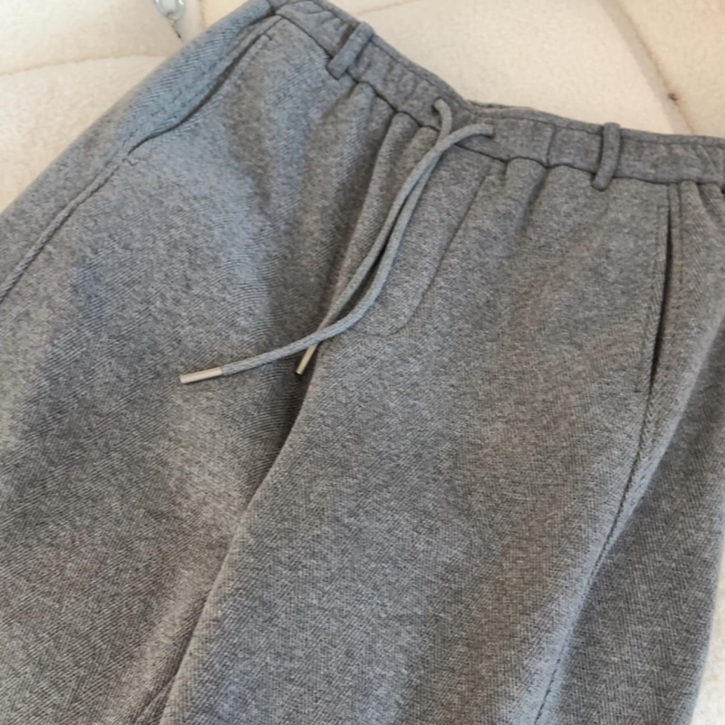 Ежедневни панталони с широки крачоли, еластична талия и връзка за завързване, драпировка, дебела тъкан, зимен сезон 2025