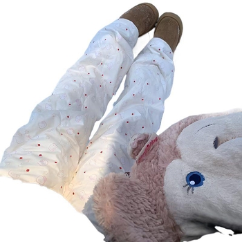 Жени памучни панталони с права кройка, висока талия, флорален принт KT Cat, пролет 2025