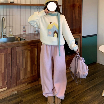 Дамски ежедневни панталони с широки крачоли, ластична талия, полиестерна тъкан, дълги