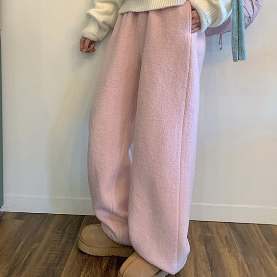 Дамски ежедневни панталони с широки крачоли, ластична талия, полиестерна тъкан, дълги