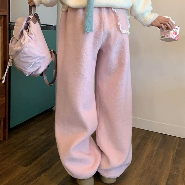 Дамски ежедневни панталони с широки крачоли, ластична талия, полиестерна тъкан, дълги