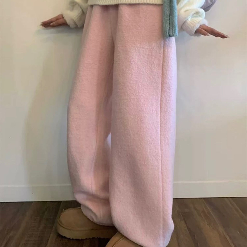 Дамски ежедневни панталони с широки крачоли, ластична талия, полиестерна тъкан, дълги