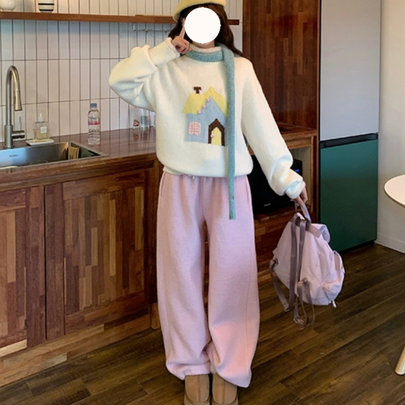 Дамски ежедневни панталони с широки крачоли, ластична талия, полиестерна тъкан, дълги