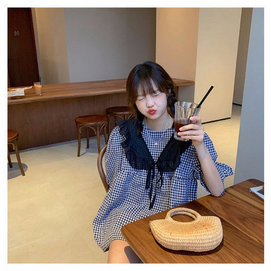 Trudnički ljetni kostim s kariranim uzorkom – top s polu rukavom, hlače 3/4, 95% poliester