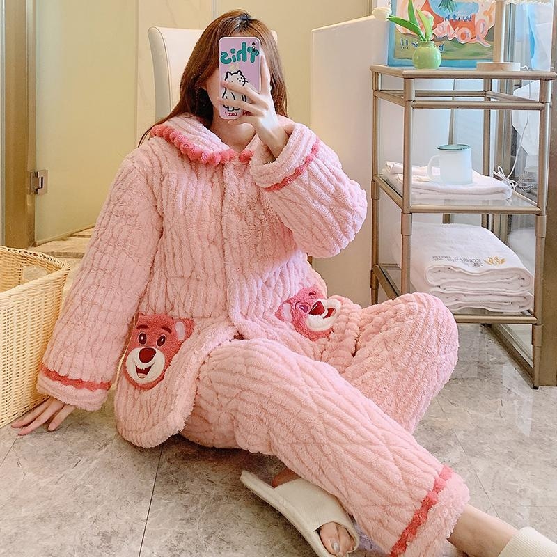 Po gimdymo motinystės pižama su kardiganu, koralo veliūro užpildas, siūta, ilgos rankovės ir kelnes, 100% poliesteris, 251–300 g/m², ruduo–žiema 2024