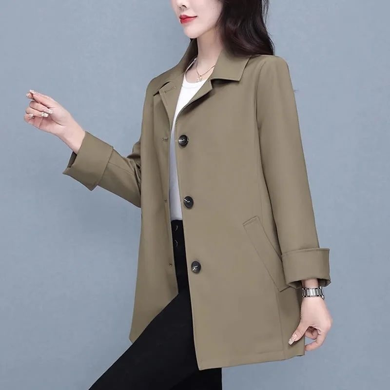 Luksuzni ženski trench coat za sitnu figuru, 2025 proljeće-jesen, slobodan kroj, casual stil