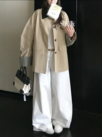 Ženska pamučna karirana jakna s polo ovratnikom, duge rukave, kratka dužina, elastan