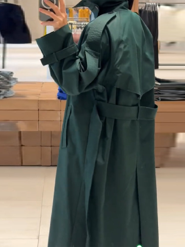 Dugi trench kaput s ovratnikom i vezom sprijeda, poliester, jednobojna boja, dugi rukavi, casual japansko-korejski stil, jesen-zima 2025