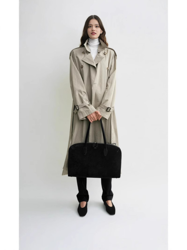 Ženska pamučna windbreaker jakna, dugačkog kroja, slobodan kroj, jednobojan uzorak, 50-70% pamuka