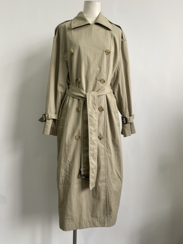 Ženska pamučna windbreaker jakna, dugačkog kroja, slobodan kroj, jednobojan uzorak, 50-70% pamuka