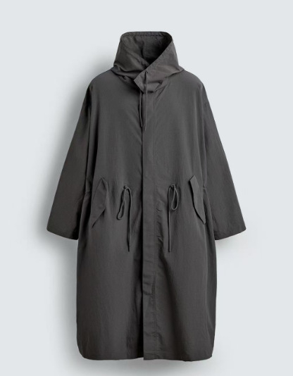 Z Brand 2025 Jesensko-zima muški dugi parka kaput, radni stil, casual, zatvarač sprijeda, jednobojni poliester 9621905