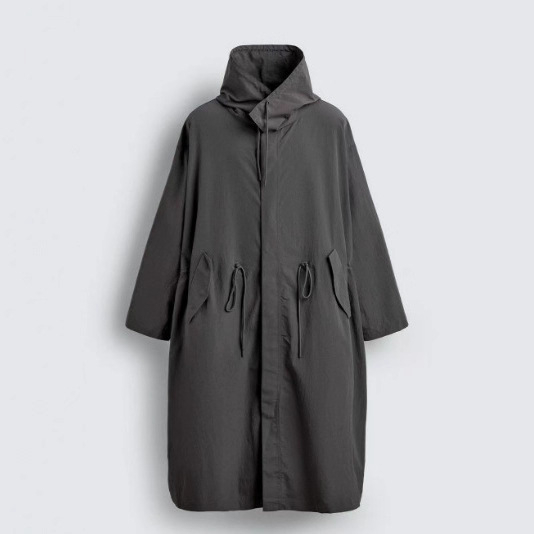 Z Brand 2025 Jesensko-zima muški dugi parka kaput, radni stil, casual, zatvarač sprijeda, jednobojni poliester 9621905