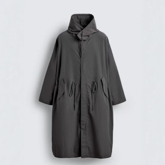 Z Brand 2025 Jesensko-zima muški dugi parka kaput, radni stil, casual, zatvarač sprijeda, jednobojni poliester 9621905