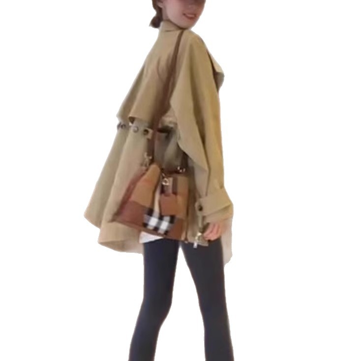 Ženski kratki trench kaput, korejsko-japanski stil, poliester, zatvarač, polo ovratnik, labav kroj