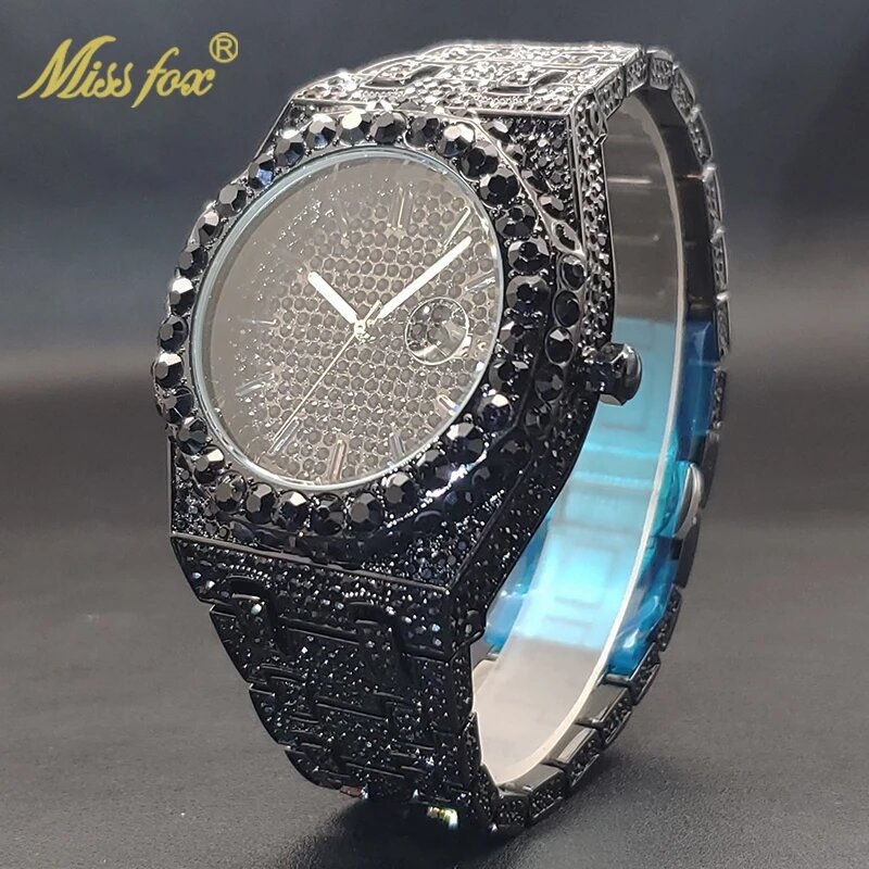 Miss Fox muški sat s kristalima, kalendar, kvarc, 43 mm osmerokutni cifernik, svijetli u mraku