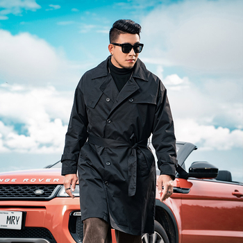 Muška srednje duga windbreaker jakna, zip sprijed, ovratnik s klopom, labav kroj, 100% poliester