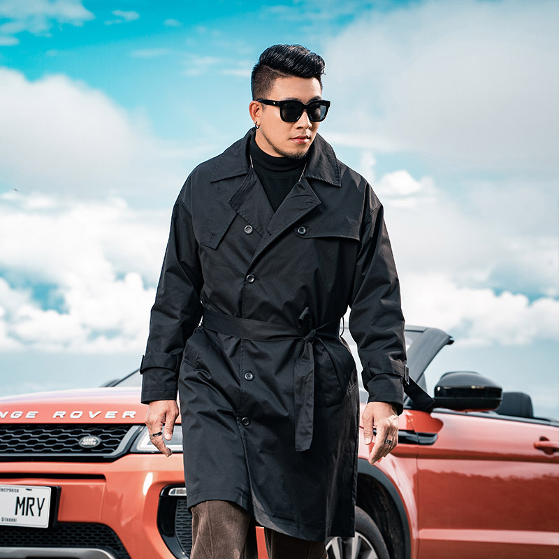 Muška srednje duga windbreaker jakna, zip sprijed, ovratnik s klopom, labav kroj, 100% poliester
