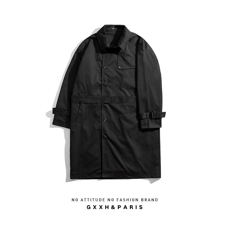 Muška srednje duga windbreaker jakna, zip sprijed, ovratnik s klopom, labav kroj, 100% poliester