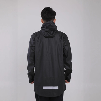 Ανδρικό αδιάβροχο παλτό με κουκούλα, στάσιμος γιακάς, κλείσιμο με κουμπιά σε μία σειρά, αδιάβροχο-αναπνέον