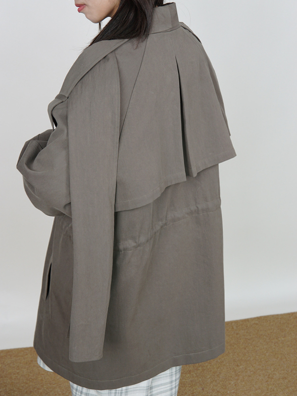 Casual ženski windbreaker s ovratnikom-šalom, karirani uzorak, opušteni kroj, srednja duljina, pamuk brokat tkanina