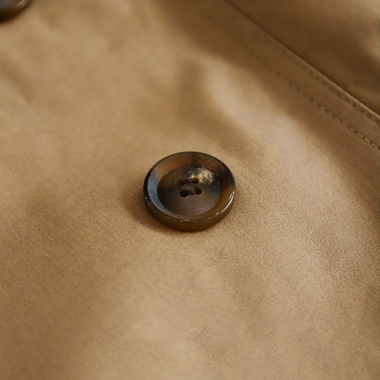 Ženski trench coat s dvostrukim epoletama, britanski stil, U-okrugli ovratnik, dugi rukavi, poliester