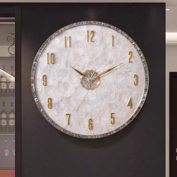 Ρολόι τοίχου μοντέρνου στυλ, μηχανισμός Quartz, τροφοδοσία με μπαταρία, μονόπλευρο, μεταλλικό περίβλημα, PVC καντράν (κατάλληλο για σαλόνι)