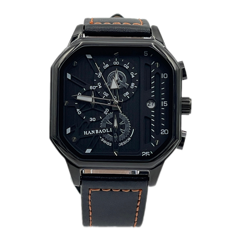 Muški kvarcni sat, vodootporan 30M, 42 mm cifernik, kvadratno kućište, metalno kućište
