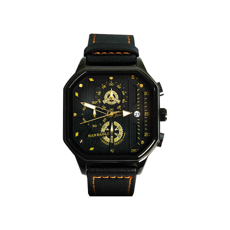Muški kvarcni sat, vodootporan 30M, 42 mm cifernik, kvadratno kućište, metalno kućište