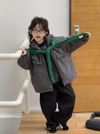 Dječja zimska jakna s kapuljom, zatvarač, debela pamucna tkanina, pamucna podstava, uzrast 3–8 godina