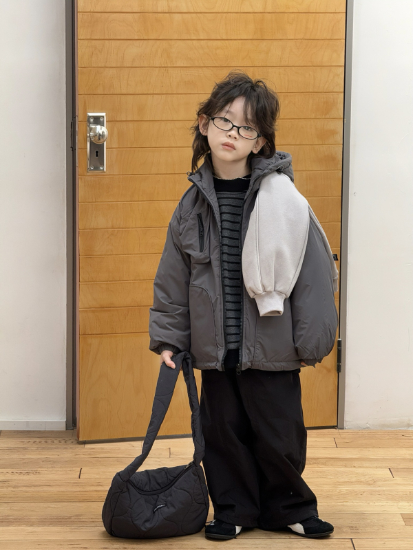 Dječja zimska jakna s kapuljom, zatvarač, debela pamucna tkanina, pamucna podstava, uzrast 3–8 godina